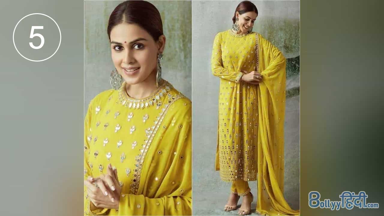 genelia d'souza with yellow salwar suit