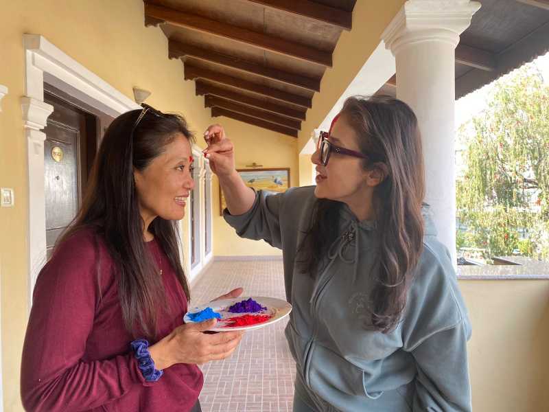 Actress Manisha Koirala celebrates Holi with family and close friends in her hometown Nepal