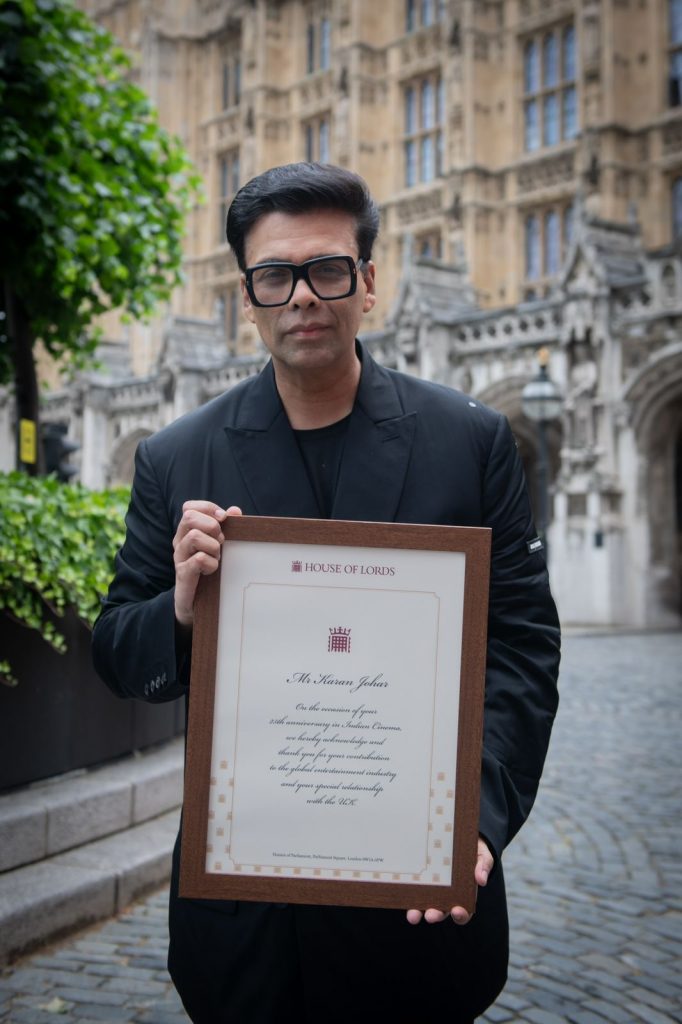 Karan Johar was honored in the British Parliament