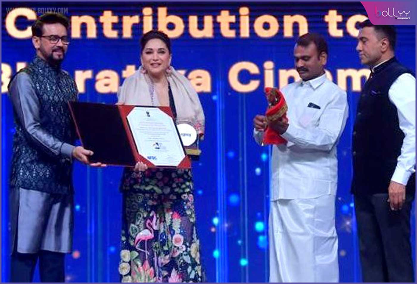 Madhuri Dixit honored with 'Special Recognition for Contribution to Indian Cinema' award at 54th IFFI